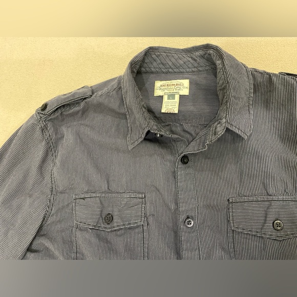 Gray PINSTRIPE Long Sleeve Black Charcoal Collared Button-Down Night Life Shirt - Picture 8 of 13